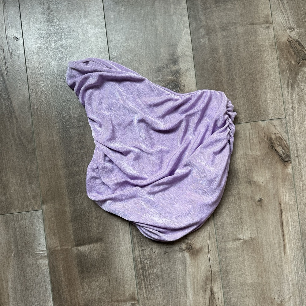 Purple Ruched Sleeveless Crop Top